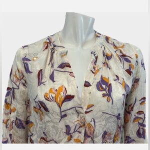Zadig & Voltaire "Tink Jac Cut Flowers" Floral Print Silk Blend Blouse, XS